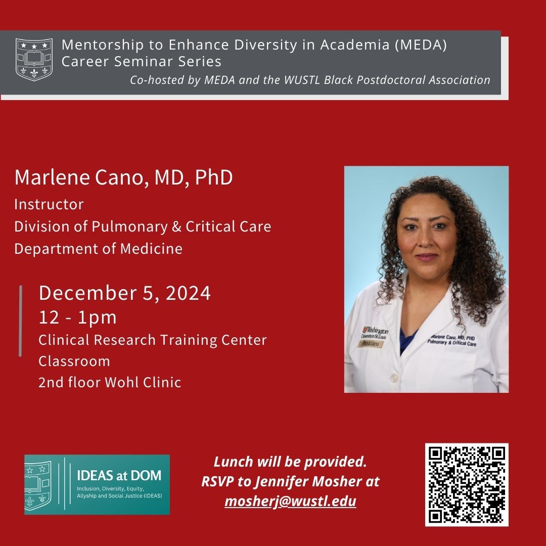WashU MEDA (@washumedmeda) on Twitter photo We are excited to have Dr. Marlene Cano <a href="/ICU_Doctora/">Marlene Cano MD PhD</a> present at our next #MEDACareerSeminar Series!
Please join us December 5th 12-1pm. Lunch provided!
<a href="/WashUMedMEDA/">WashU MEDA</a> @wustlbpa
rsvp at bit.ly/4eK1qYY
<a href="/WashUDeptMed/">WashU Medicine Department of Medicine</a> <a href="/WashUMedPCCM/">WashU Medicine Div of Pulmonary & Crit Care Med</a> <a href="/WashUMedIDEAS/">IDEAS at Department of Medicine</a> We are excited to have Dr. Marlene Cano <a href="/ICU_Doctora/">Marlene Cano MD PhD</a> present at our next #MEDACareerSeminar Series!
Please join us December 5th 12-1pm. Lunch provided!
<a href="/WashUMedMEDA/">WashU MEDA</a> @wustlbpa
rsvp at bit.ly/4eK1qYY
<a href="/WashUDeptMed/">WashU Medicine Department of Medicine</a> <a href="/WashUMedPCCM/">WashU Medicine Div of Pulmonary & Crit Care Med</a> <a href="/WashUMedIDEAS/">IDEAS at Department of Medicine</a>
