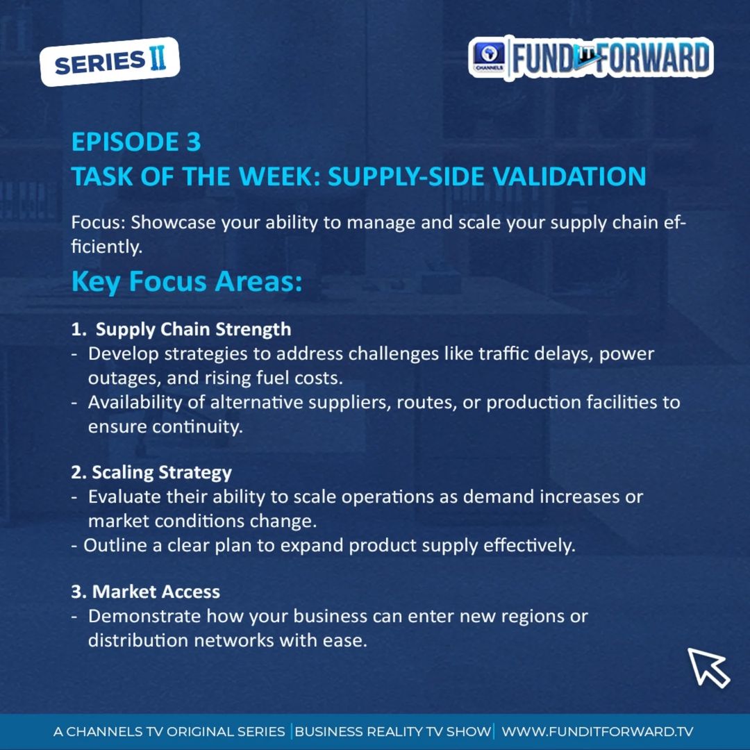 FundItForwardTV's tweet image. Task Of The Week!

Who will rise to the occasion and secure their spot in the competition? 
Catch all the action this Sunday at 7 PM!

Missed Episode 2? Don&apos;t miss the repeat broadcast on Wednesday at 2PM!

#FundItForwardS2 #WeeklyTask #supplyside #ChangeAgents #socialimpact