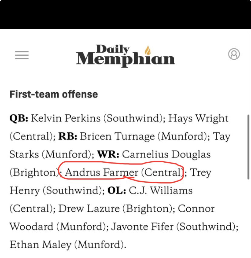 I want to thank <a href="/DailyMemphian/">The Daily Memphian</a> for making the 1st Team all Region  for 5A 
<a href="/WMajorWright/">Major Wright</a> <a href="/johnvarlas/">John Varlas</a> <a href="/memphispreps/">CA Prep Sports</a>