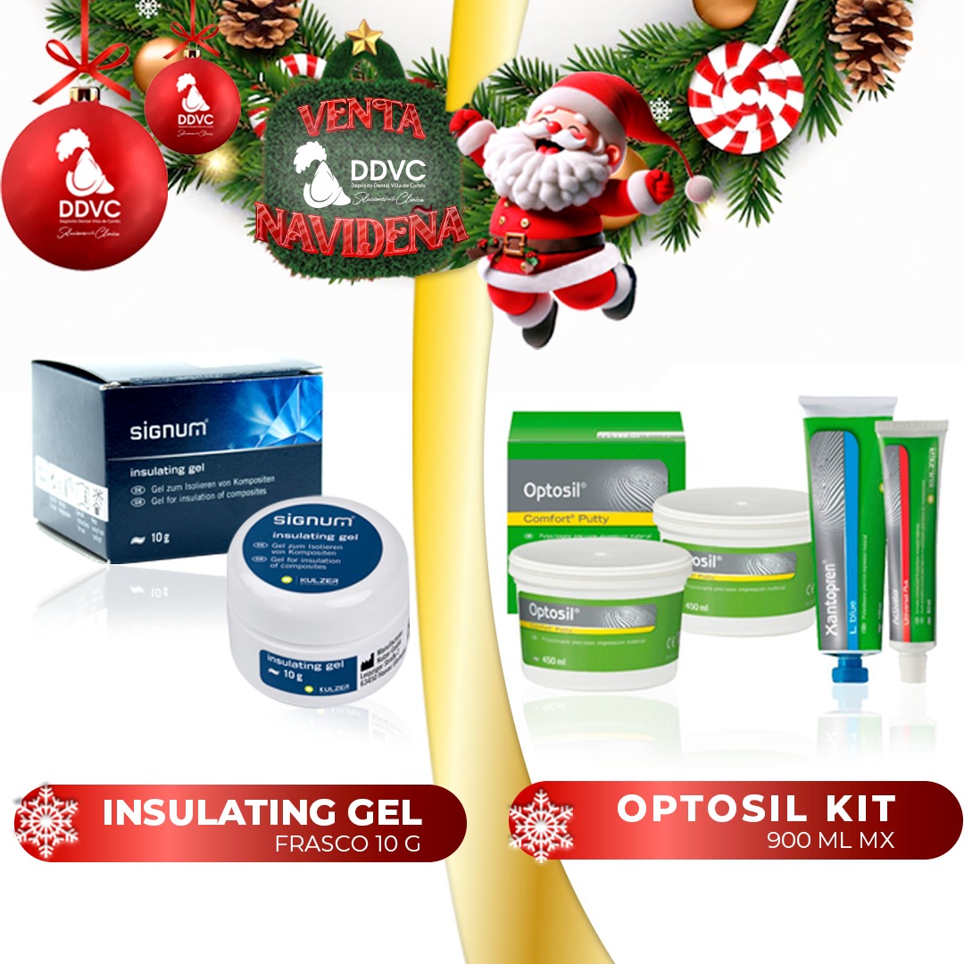 DDVC_MX's tweet image. ¡🎄✨ Venta Navideña en DDVC! ✨🎅

Insulating Gel Signum 🧴: ¡Ideal para aislamiento de composites! Contenido: 10 g.
Kit Optosil 🟢: Material de alta precisión para moldes dentales, con 900 ml MX de contenido.
#NavidadDental 🎁 #OfertasDentales 🦷 #DDVC 🎄 #CalidadDental 💙