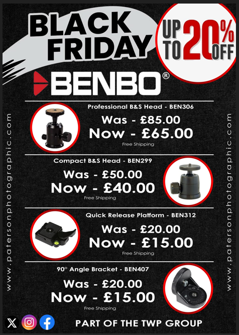 Benbo_UK's tweet photo. π Black Friday at Benbo: Tripod Accessories at Unbeatable Prices!
This Black Friday, elevate your photography game with exclusive deals on Benbo tripod accessories! πΈβ¨
π https://t.co/xccep5kdwP
#BlackFriday #BenboTripods #PhotographyDeals #TripodAccessories #CaptureMore https://t.co/2byaWEYeqY