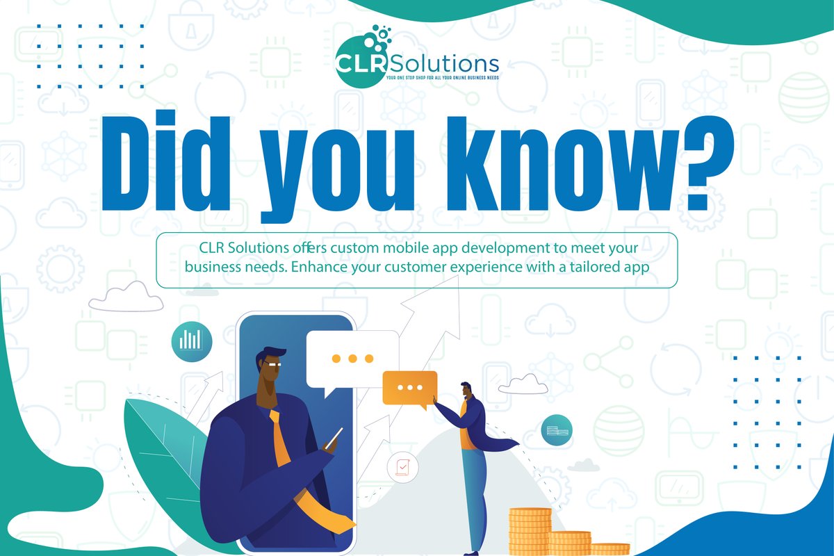 clr_solutions's tweet image. 📱 Did you know? CLR Solutions offers custom mobile app development to meet your business needs. Enhance your customer experience with a tailored app.