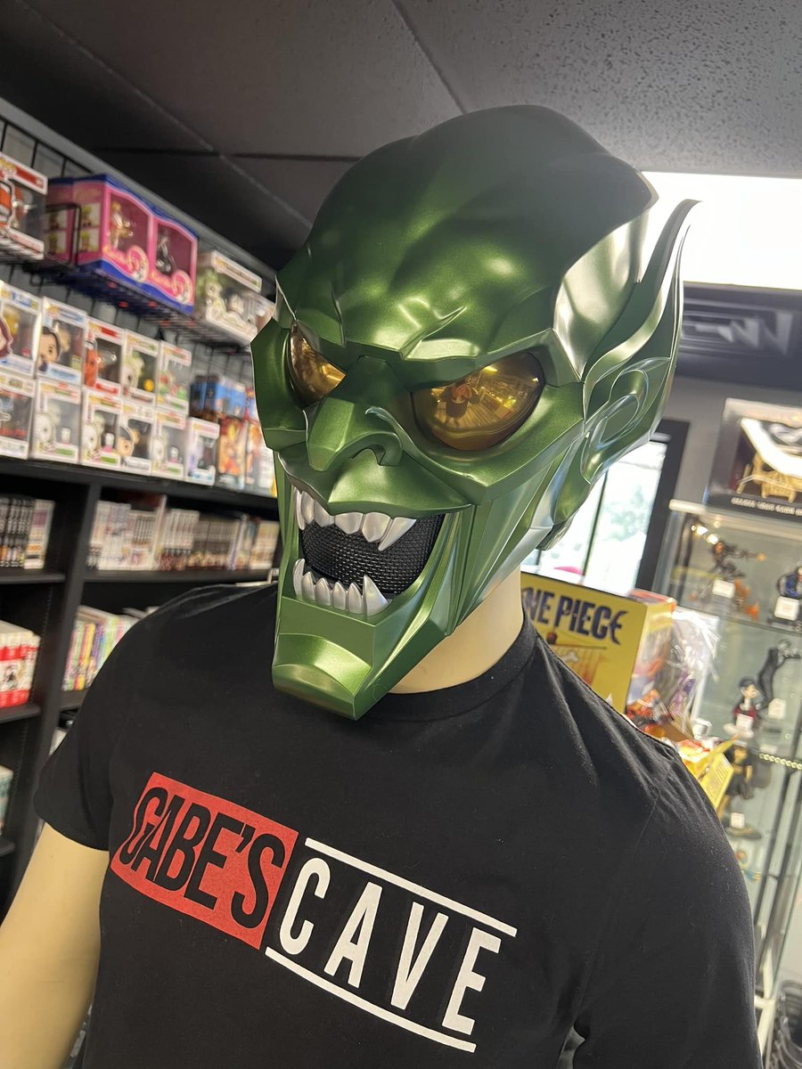Coward! Come get your Green Goblin cosplay helmet in store or at gabescave.com