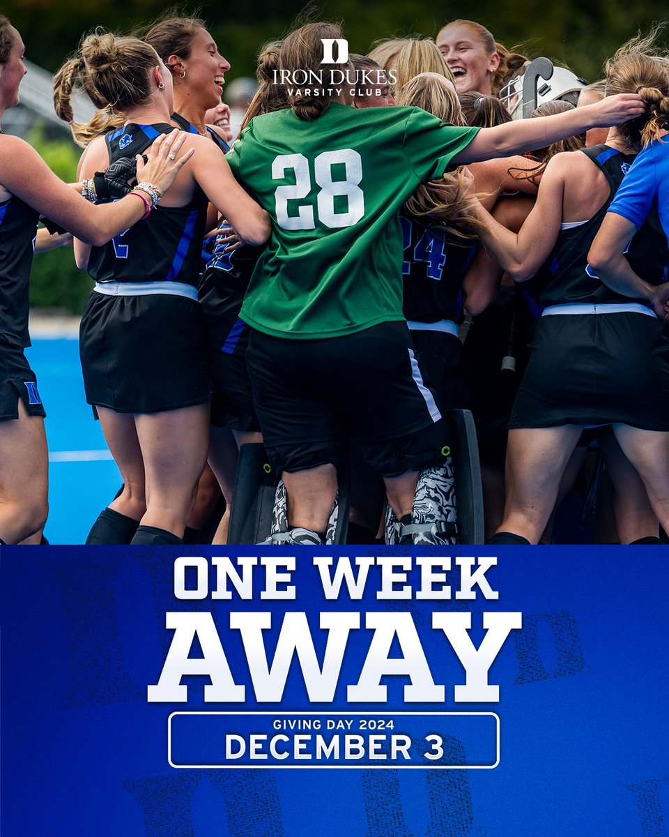DukeFH's tweet image. Hey! We're one week away from @TheIronDukes Varsity Club Giving Day and we can't wait!

👉 vcgivingday.duke.edu/give/

ALL donations will directly support our program on and off the field!