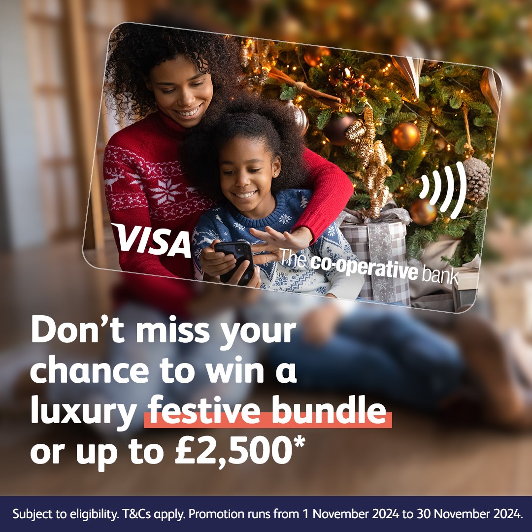 🎄🎁 The next time you pay with your Co-operative Bank or smile debit card, you could win a luxury festive bundle or up to £2,500. 

Sign up for the holiday draw today at co-operativebank.co.uk/products/bank-… for your chance to win.