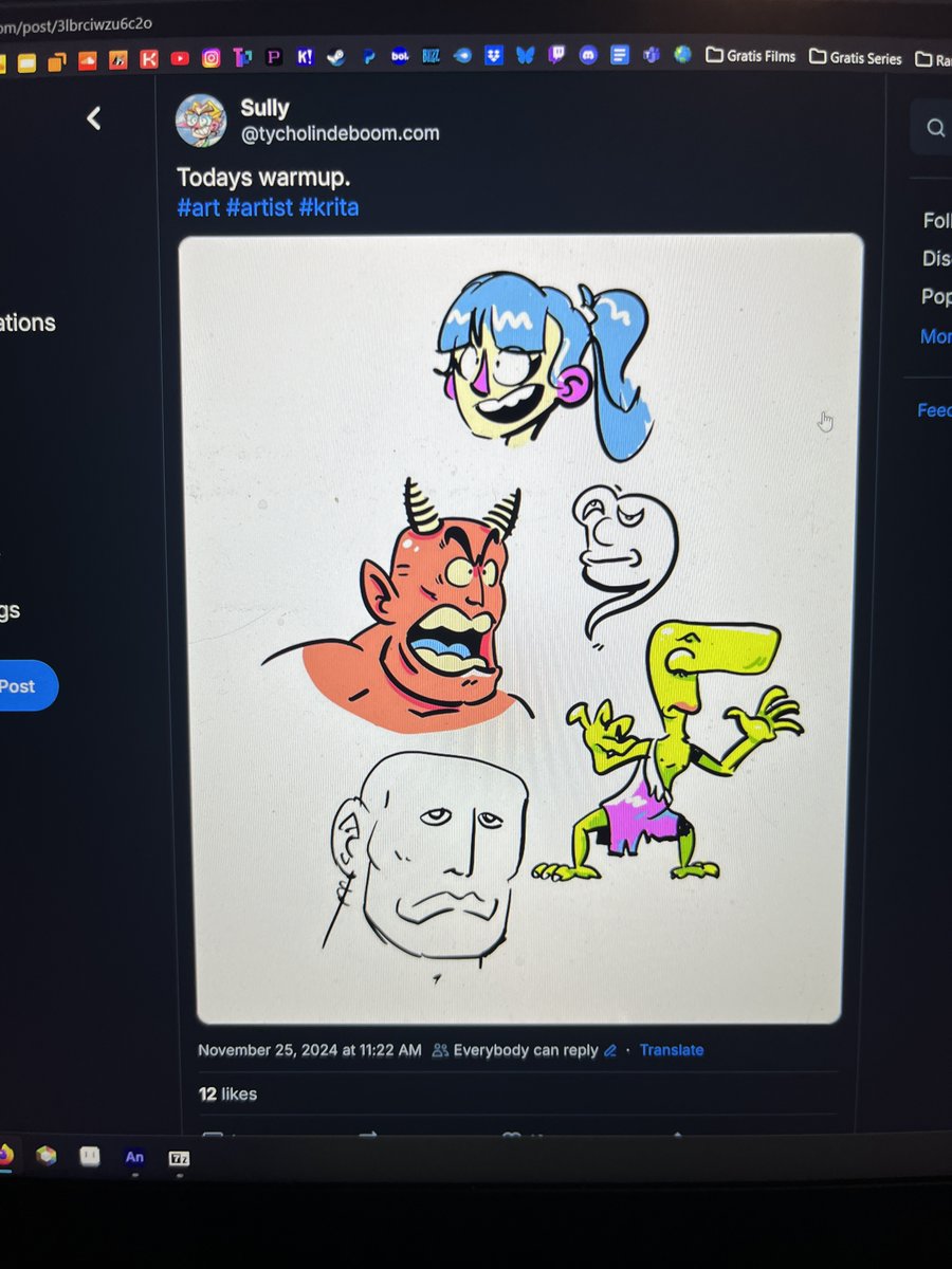 ModSully's tweet image. I've been doing daily warmups before starting my internship days!
They've been a great way to just doodle without a clear goal and trying to improve character design and creativiyy!
Im having so much fun with it, please check it out!
I kinda quit my accounts here
#artist