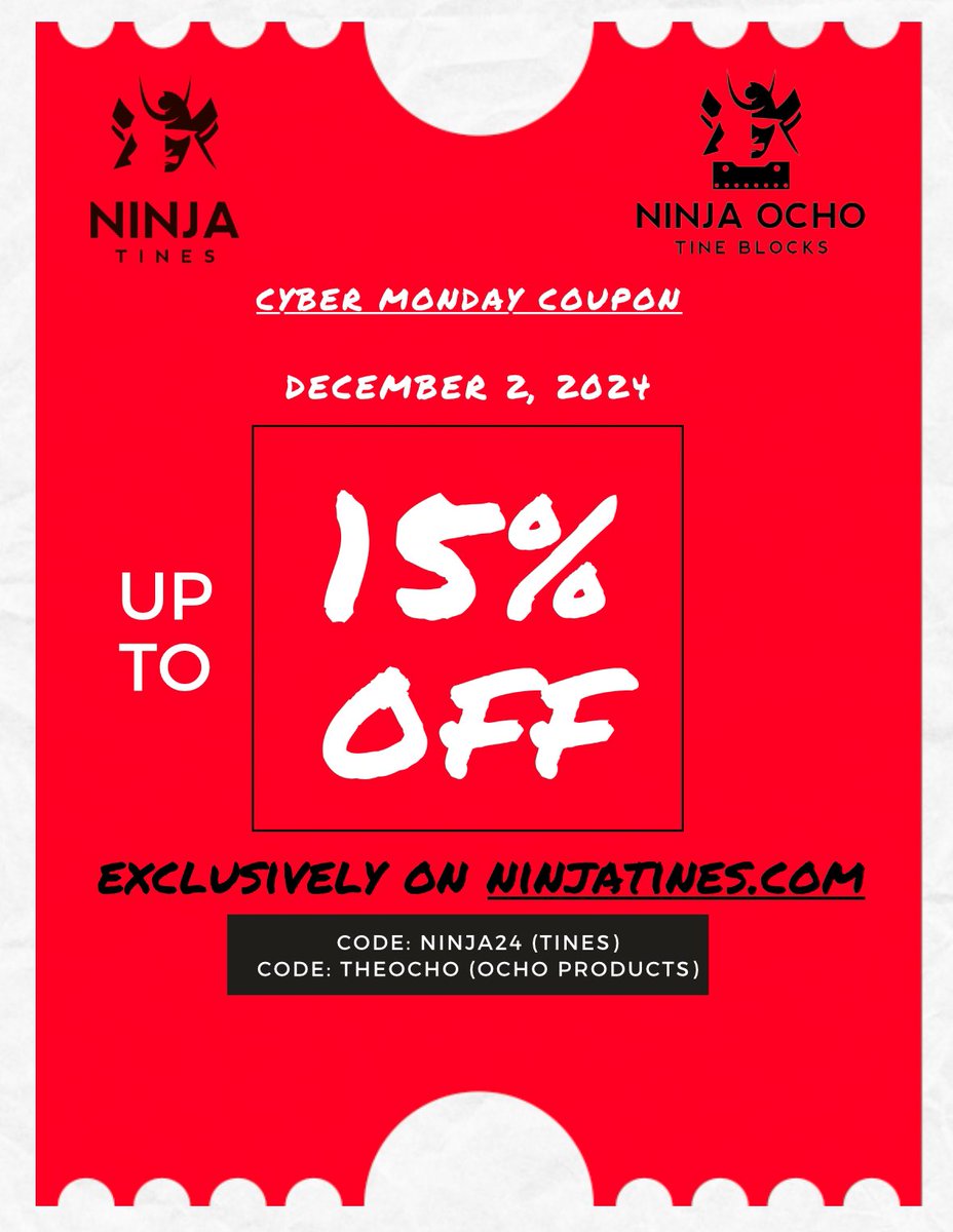 🚨 We're less than one week away from Cyber Monday! Get ready for amazing deals and discounts on all your favorite Ninja Tine products. #CyberMonday #NinjaTines 🚨

🔗 exclusively on ninjatines.com