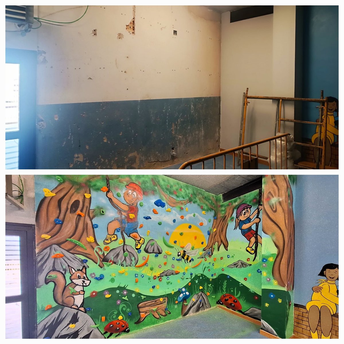 El antes y el después de transformar un rincón de un gimnasio escolar en un espacio de #arte y #Escalada en el CEIP de Villagonzalo de Pedernales. 

#rocódromo 
#art 
#Educación 
#Escuela 
<a href="/DipBurgos/">Diputación de Burgos</a> 
<a href="/jcyl/">Junta de Castilla y León</a> 
<a href="/nortecastilla/">El Norte de Castilla</a> 
<a href="/diarioburgos/">Diario de Burgos</a>