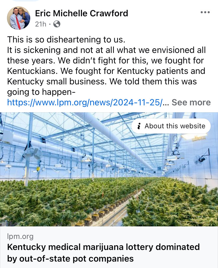 On this topic, if Eric &amp; Michelle say it, I believe it. Hope the media digs into the story to see if any decisions were made by the Beshear administration that advantaged the larger out-of-state companies.