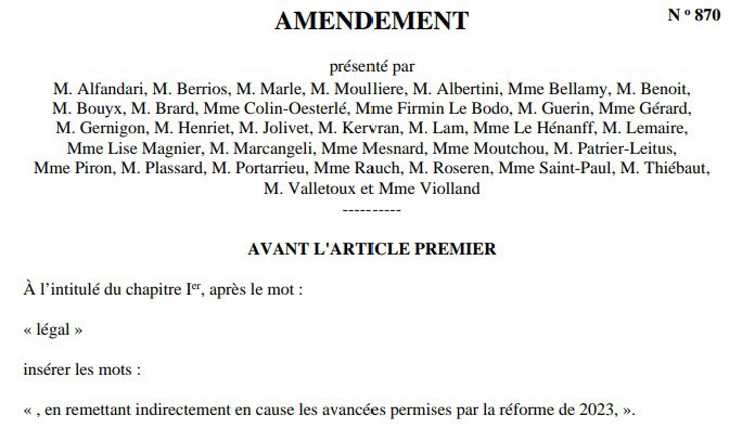 leboucher_elise's tweet photo. Enième manœuvre de la macronie pour empêcher l'examen de la proposition de loi abrogeant la réforme des retraites : déposer une kyrielle d'amendements bidons rectifiant le titre de la PPL, vantant les mérites de la réforme ou repoussant son abrogation à 2075... 🙄 https://t.co/GoFdCHhW8y
