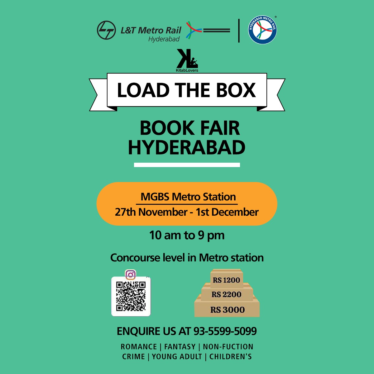 ltmhyd's tweet image. Dive into a world of stories and knowledge! Join us from 27th November to 1st December at MGBS Metro Station, concourse level, from 10 AM to 9 PM. Perfect for all ages! 

#bookfair #readingonthego #exploreandlearn #metroexperience #hyderabadevents #hyderabadmetro #landtmetro…