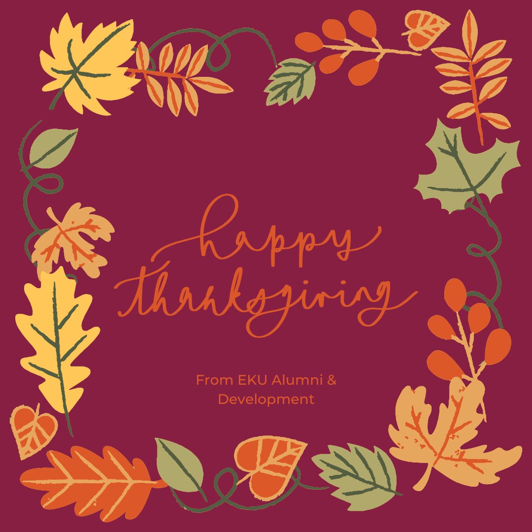 EKUalums's tweet image. Happy Thanksgiving! 🦃🍂
This season, we’re especially thankful for YOU—our incredible alumni and friends. Your support and connection inspire us every day.
Wishing you and your loved ones a joyful Thanksgiving filled with love, gratitude, and good cheer. 🍁✨