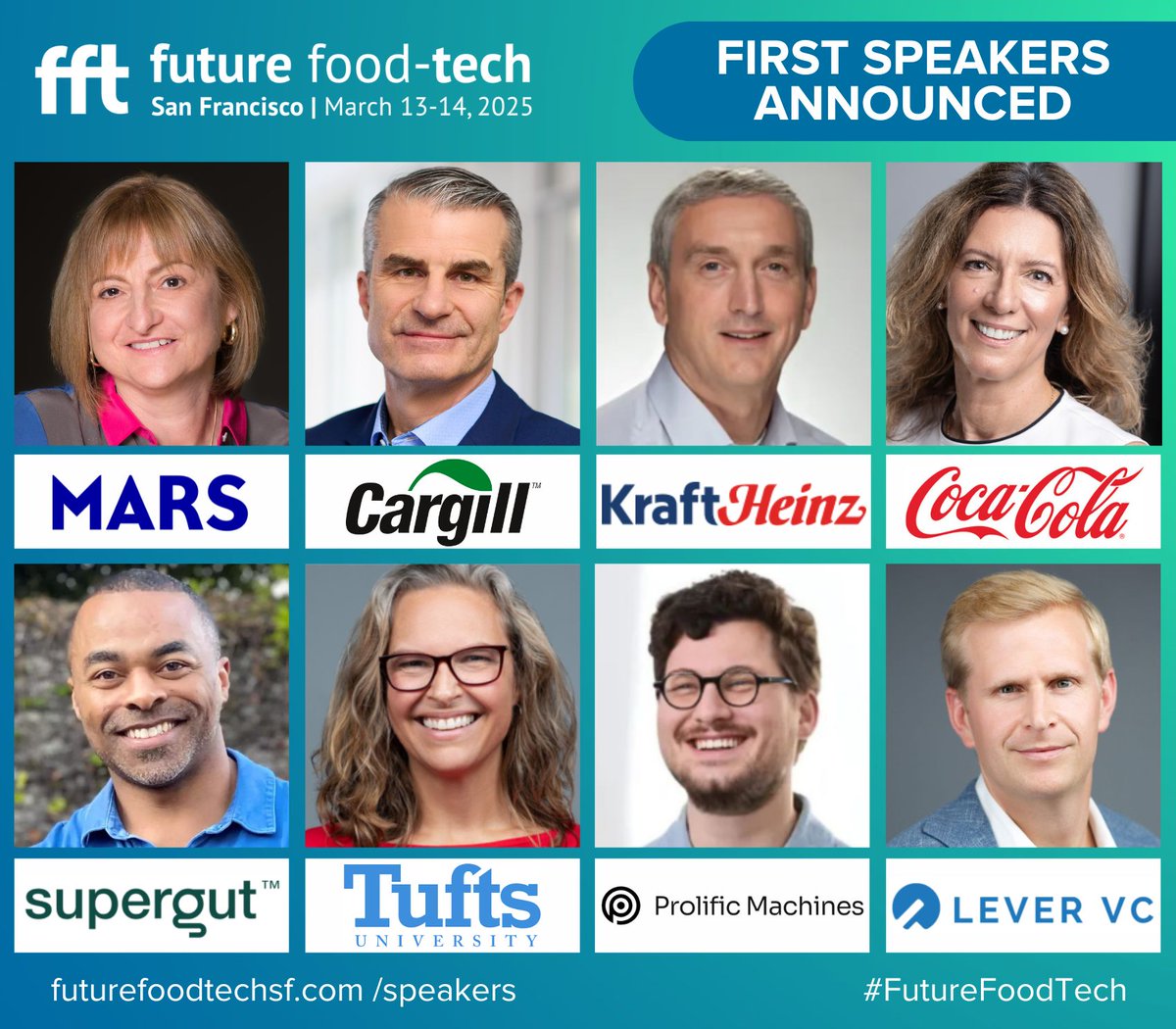 Future Food-Tech (@foodtechinvest) on Twitter photo Meet the First Speakers Taking to the Stage at Future Food-Tech in San Francisco on March 13-14 📢
Including <a href="/MaRSDD/">MaRS</a>, <a href="/Cargill/">Cargill</a>, <a href="/KraftHeinzCo/">The Kraft Heinz Company</a>, <a href="/CocaCola/">Coca-Cola</a>, <a href="/supergut_/">Supergut</a>, <a href="/TuftsUniversity/">Tufts University</a>, <a href="/ProlificMachine/">Prolific Machines</a>, Lever VC.
See the full speaker line-up so far here: bit.ly/4g5PdPb Meet the First Speakers Taking to the Stage at Future Food-Tech in San Francisco on March 13-14 📢
Including <a href="/MaRSDD/">MaRS</a>, <a href="/Cargill/">Cargill</a>, <a href="/KraftHeinzCo/">The Kraft Heinz Company</a>, <a href="/CocaCola/">Coca-Cola</a>, <a href="/supergut_/">Supergut</a>, <a href="/TuftsUniversity/">Tufts University</a>, <a href="/ProlificMachine/">Prolific Machines</a>, Lever VC.
See the full speaker line-up so far here: bit.ly/4g5PdPb