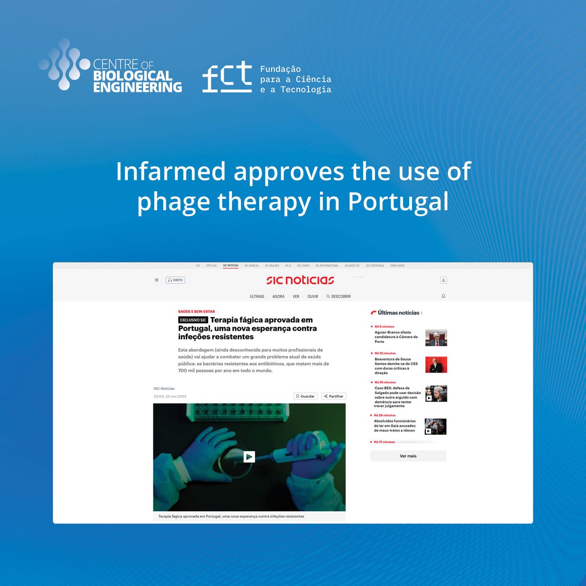 cebuminho's tweet image. Infarmed approves the use of #phage #therapy in Portugal!
#Portugal has become the third European country to establish regulations for using #bacteriophages, viruses that only attack #bacteria, to treat #infections that do not respond to medications, namely antibiotics.