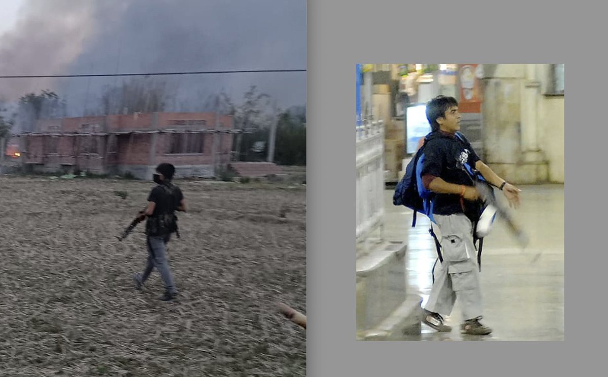Visual 1:  A Myanamrese #KukiChinZoTerorrist spraying bullets on Meitei homes with an assault weapon on 3rd May 2023

- Visual 2:  #PakistaniJihadi #LashkarETaiba Terrorist Ajmal Kasab holding an AK-47 and a backpack loaded with ammunition rounds spraying bullets on innocent