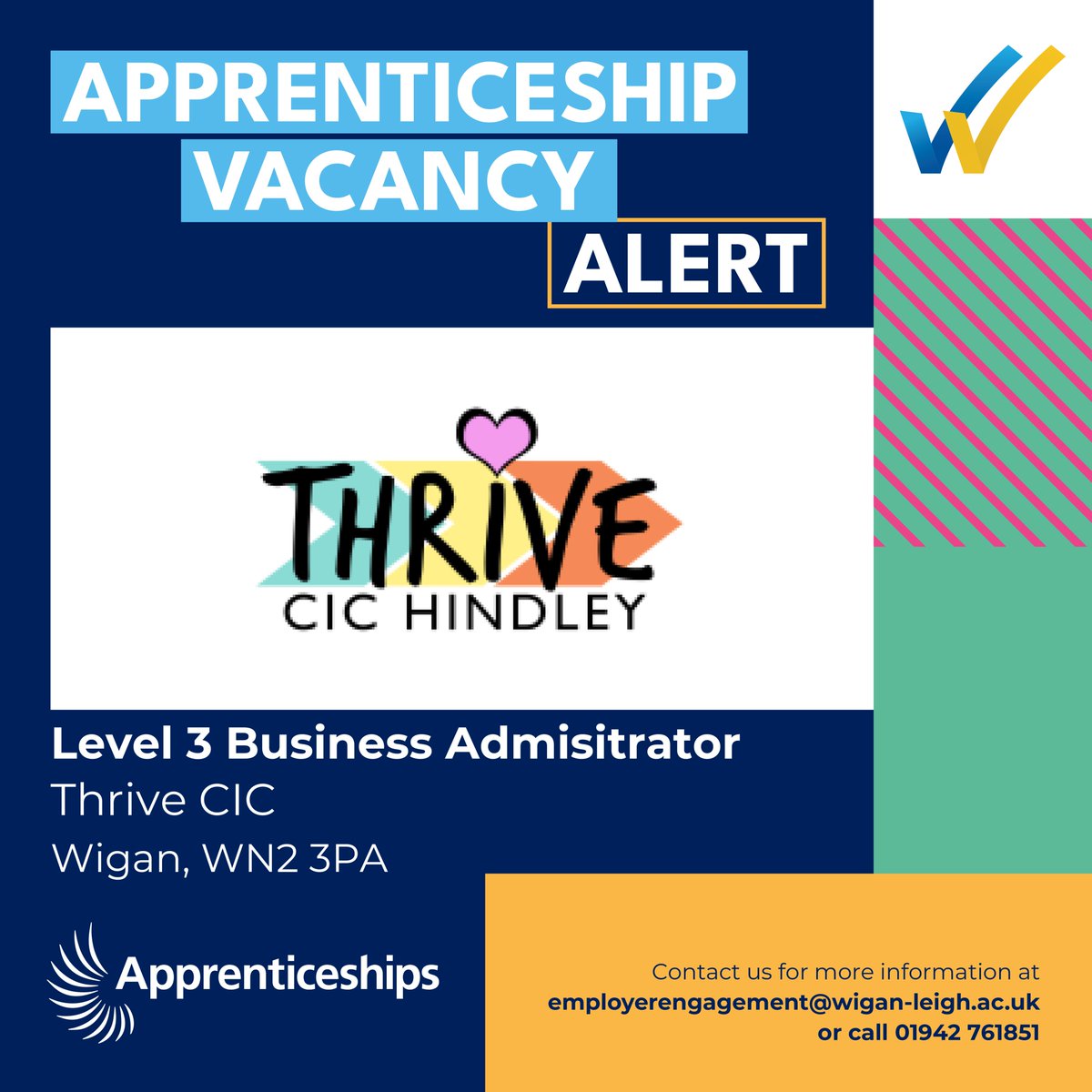Want to kick-start your career with a well respected, local employer?

With an apprenticeship, you’ll gain on-the-job skills, expert guidance, and a wage while training for your future.

01942 761851
employerengagement@wigan-leigh.ac.uk

#Apprenticeships #WorkReady
