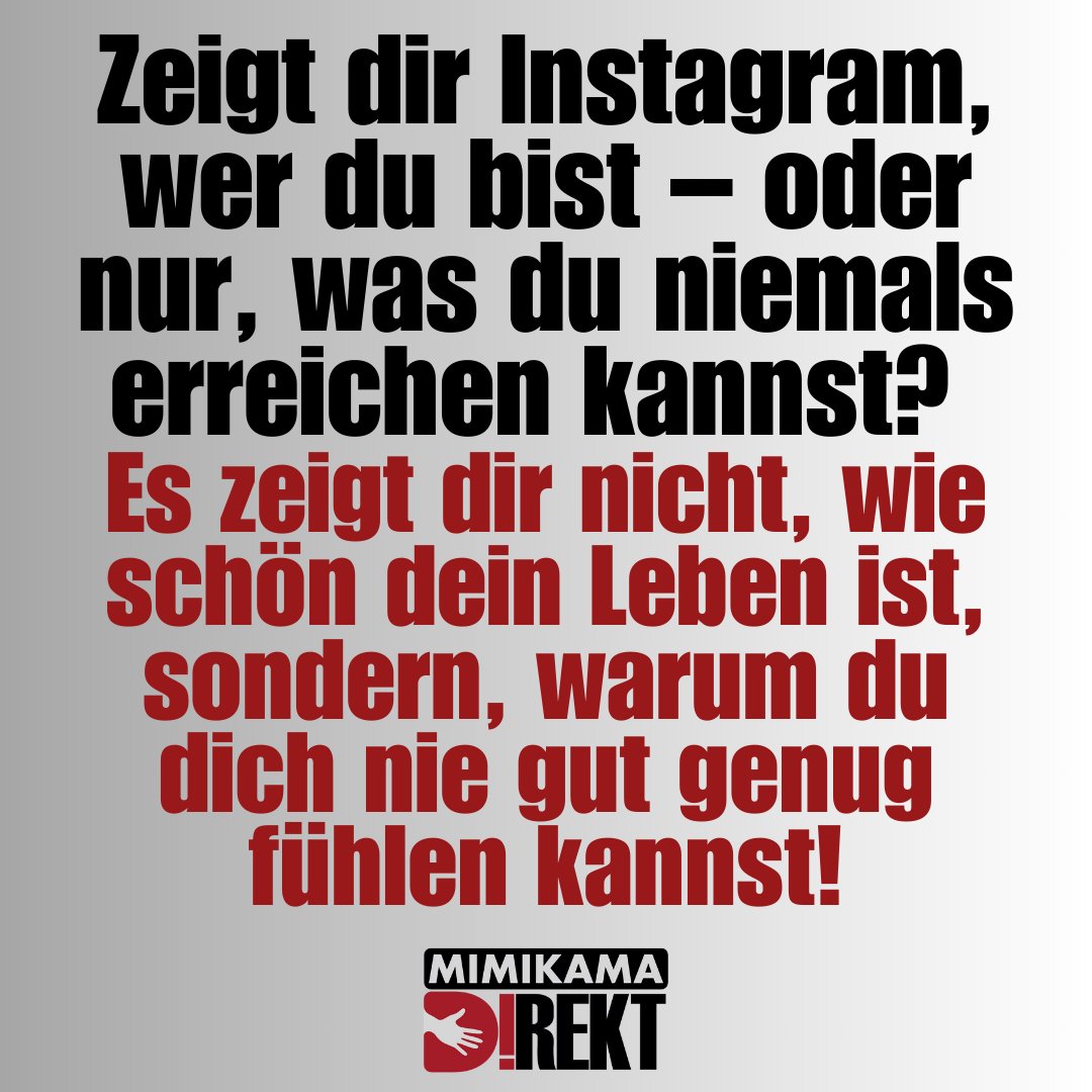 #Instagram ist ein zweischneidiges Schwert:
Es verbindet uns, aber es zerstört auch.
Es inspiriert, aber es vergiftet.

Oder ? 

steadyhq.com/de/mimikama-di…