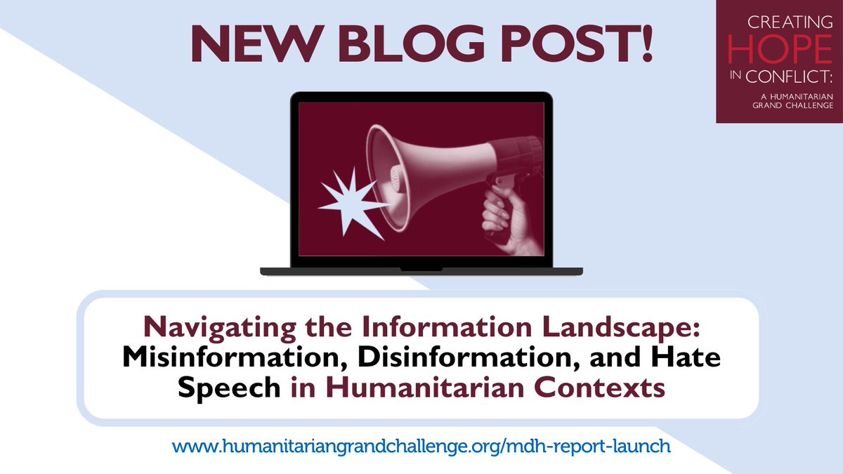 HumanitarianGC's tweet image. 📣 Creating Hope in Conflict hosted a panel event to launch a scoping study that explores the complexities of misinformation, disinformation, and hate speech in conflict-affected areas. Missed the event? 👉 Watch & read more here: bit.ly/mdhblog