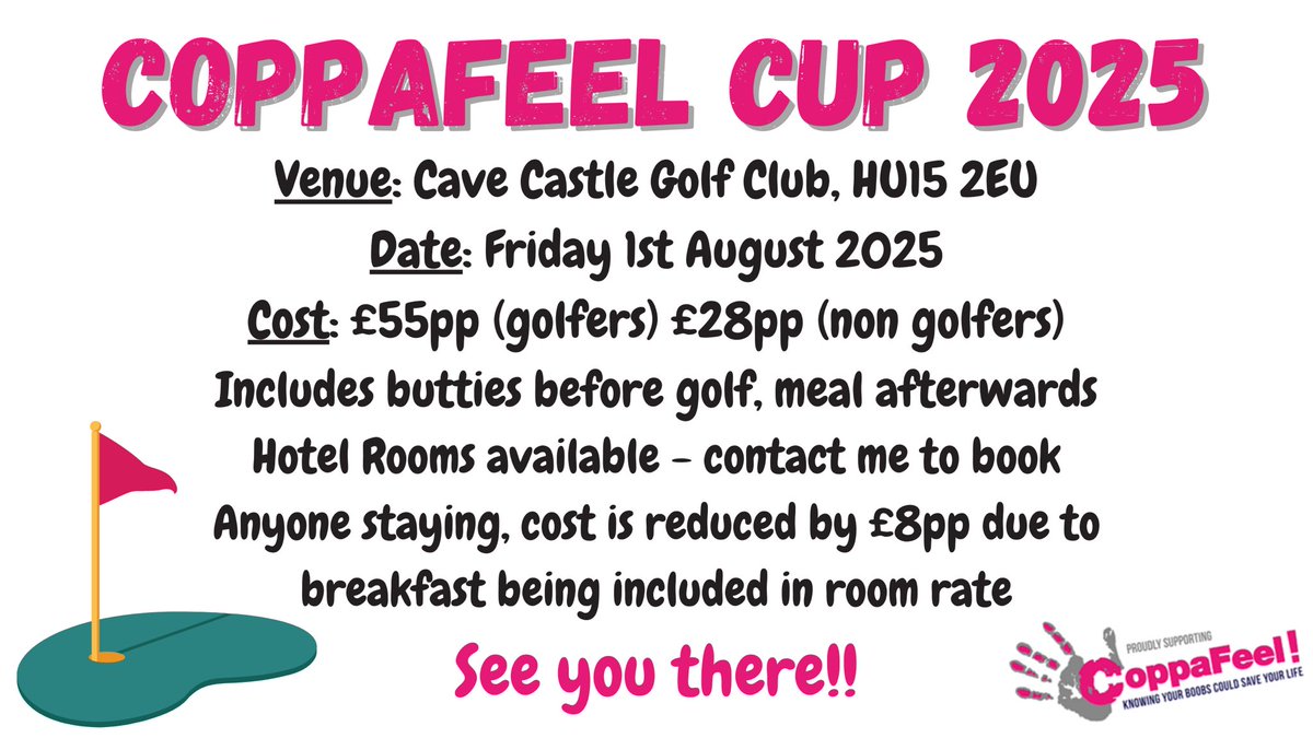 Any last takers for hotel rooms for the golf day next year - there are only 6 double rooms left in the whole venue for the Friday night only - get in touch if you want to book one.
Get in touch if you just want to come for the day itself - such a laugh with some amazing people 💖