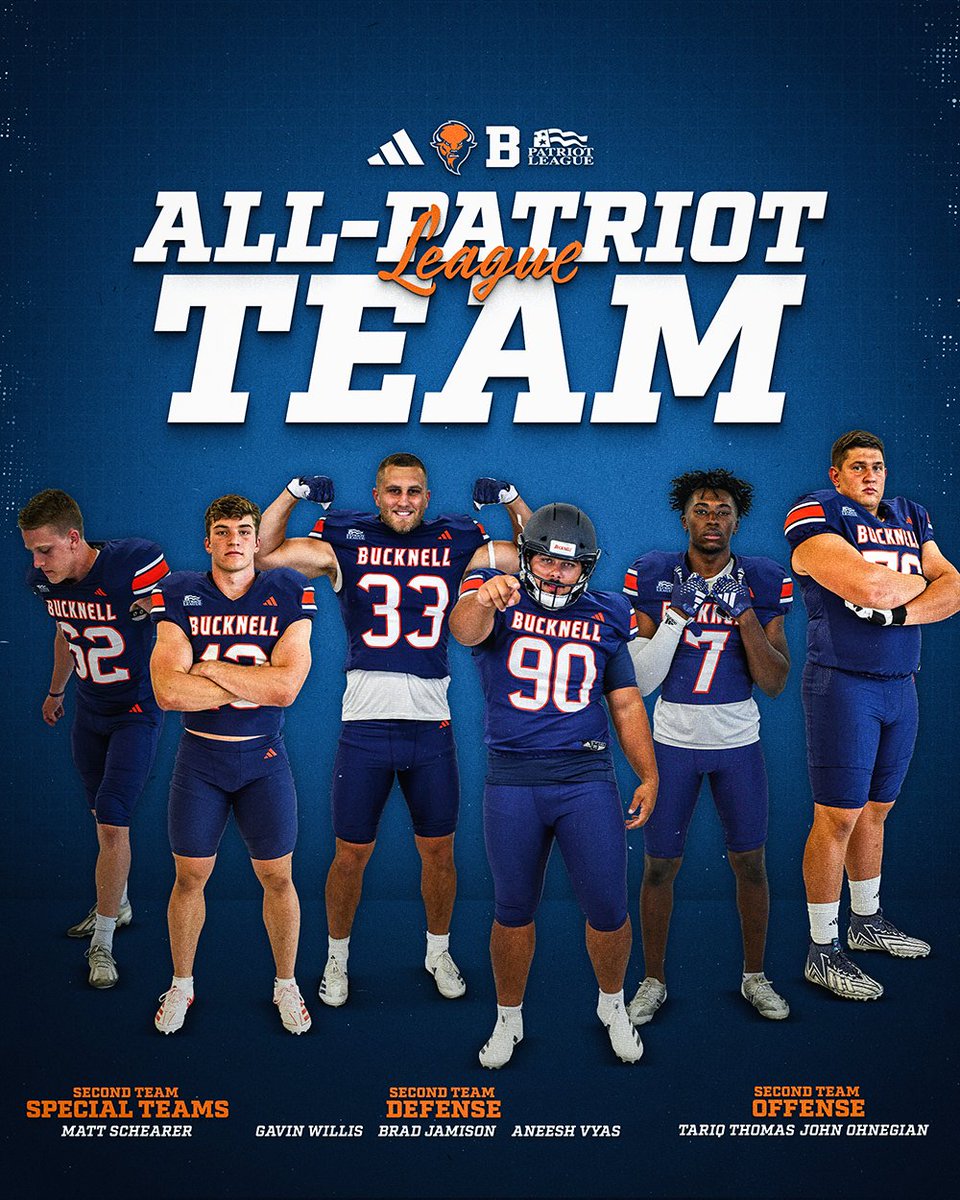 It's @Patriotleague awards szn. Big-time honors for your Bison today! #rayBucknell #ACT

🔶 Ralph Rucker IV: PL Offensive Player of Year
🔷 Tariq Thomas: PL Rookie of Year
🔶 TEN Bison named All-Patriot League

📰 bit.ly/49dfEQL