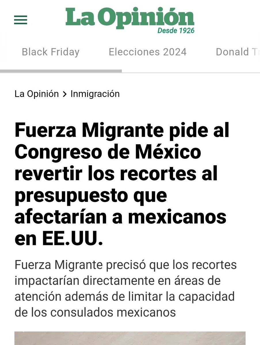 #FuerzaMigrante, manifestó su “profunda preocupación” por los recortes al Presupuesto de Egresos de la Federación de #México proyectados para el próximo año 2025, que afectan directamente la protección y asistencia de mexicanos que viven y trabajan en #EstadosUnidos,