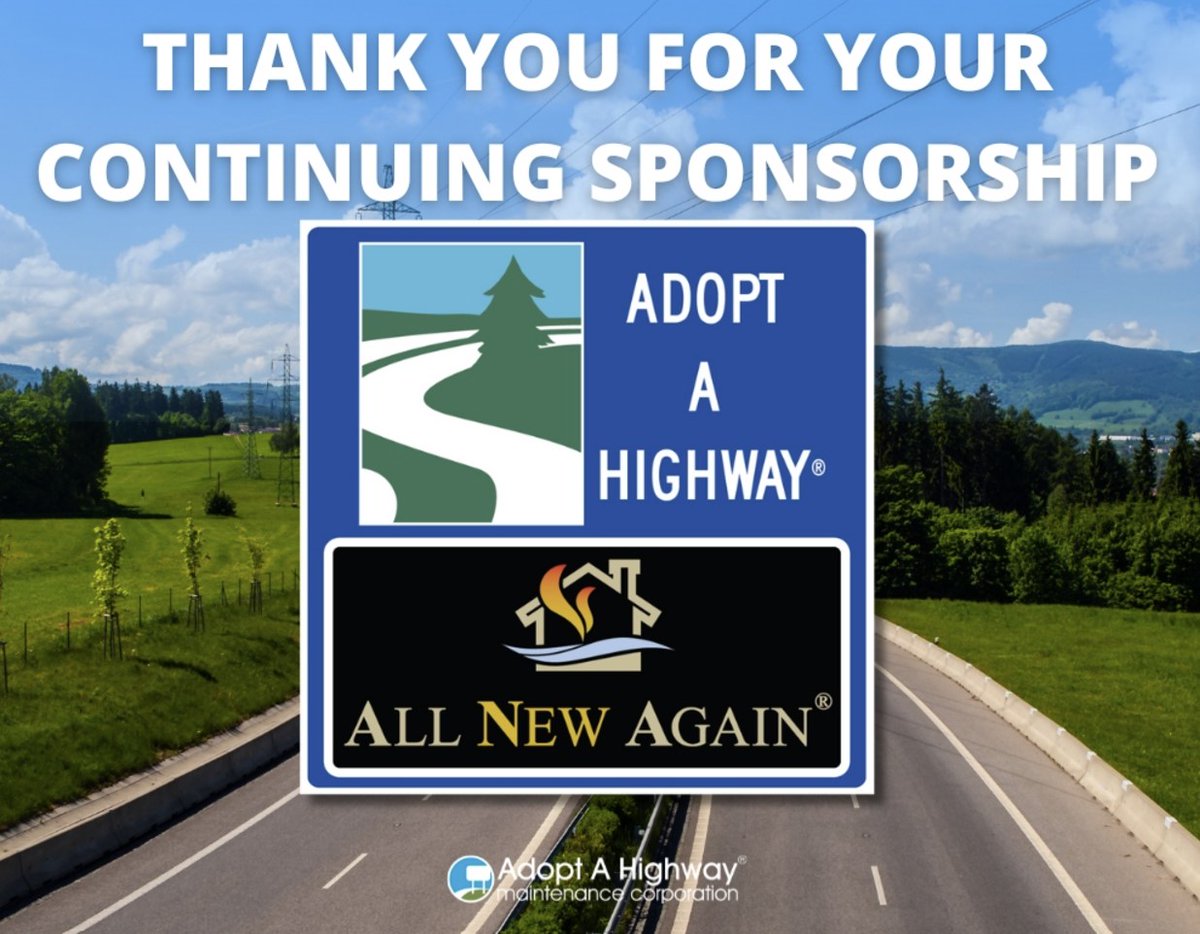 allnewagain's tweet photo. All New Again is now an Adopt A Highway sponsor. Please help us make our roads "all new again". https://t.co/7XMKJ3TGmu