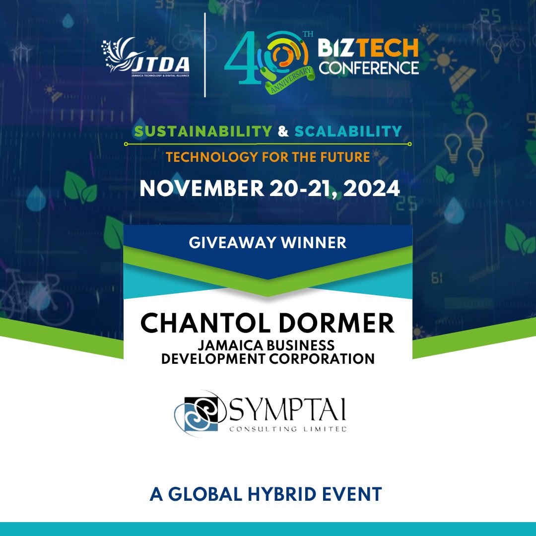 We’re thrilled to announce the winners of Symptai’s booth giveaway at BizTech 2024:

🏆 Everol Anderson and 🏆 Chantol Dormer 👏👏

Thank you to everyone who participated! Keep learning, growing, and innovating!

#BizTech2024 #Symptai #WinnersCircle