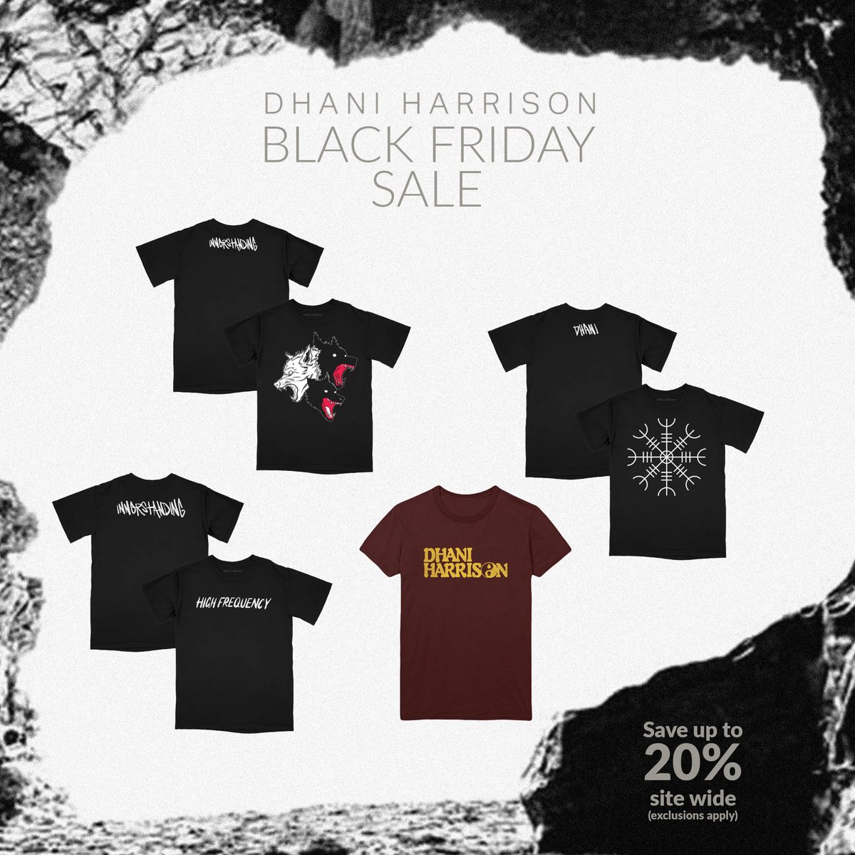 Save 20% sitewide on Dhani’s official store during the Black Friday Sales NOW through Monday 12/2, whilst stocks last. Go here - dhaniharrison.com/store - to visit the official Dhani Harrison store.