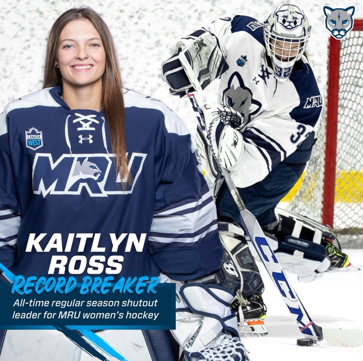 Congratulations to both Aliya Jomha (<a href="/aliyajomha27/">Aliya Jomha</a>) and Kaitlyn Ross (<a href="/kaitlynross32/">Kaitlyn Ross</a>) for breaking MRU Women’s Hockey All-Time Records 🔥

Ross secures the all-time RS shutout  honours 🥅 &amp; Jomha leads all of MRU W Hockey in RS goals 🚨