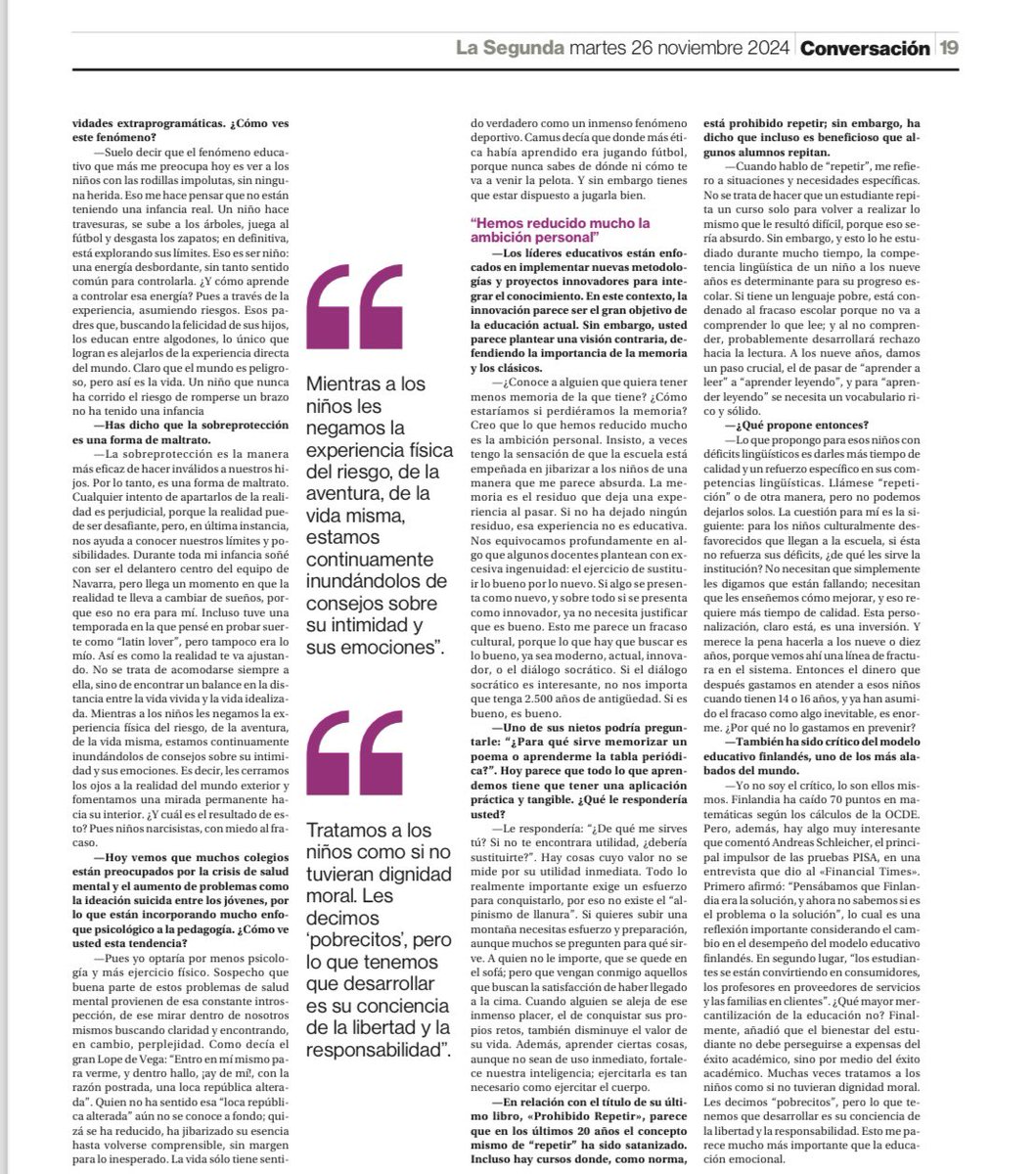 “La sobreprotección es la manera más eficaz de hacer inválidos a nuestros hijos” 

Entrevista a <a href="/GregorioLuri/">Gregorio Luri</a> hoy en La Segunda.