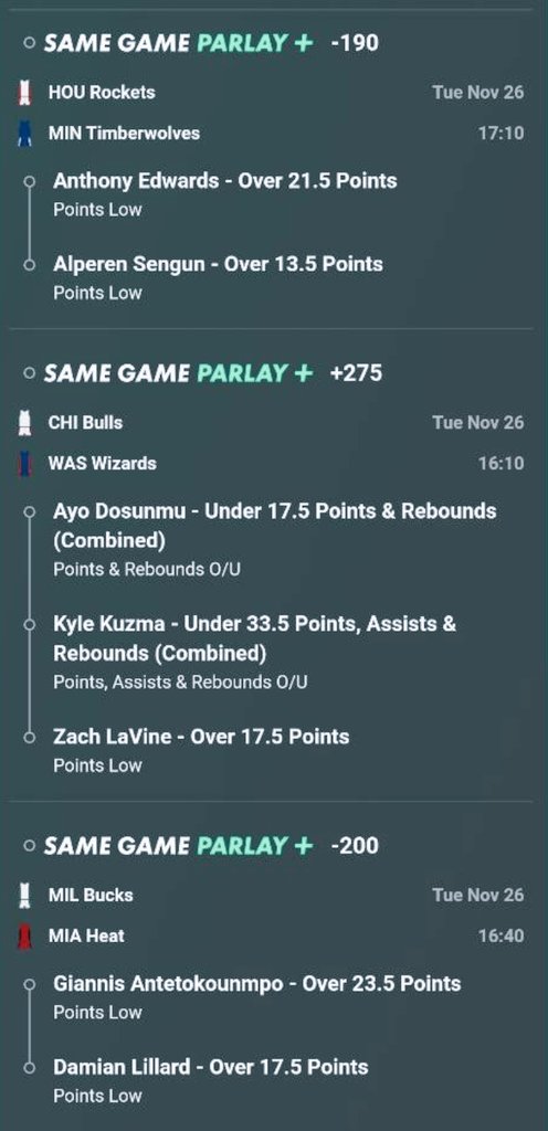 Parlay2tail's tweet image. Apologies for previous parlays
Three game parlay today 
Put at your own risk and good luck🤞