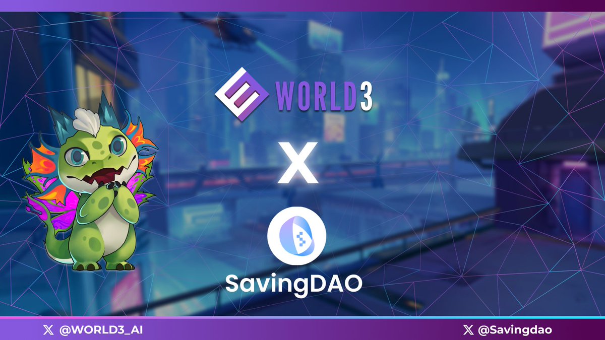 The WORLD3 team is thrilled to announce that we are partnering with @SavingDAO, a pioneer in AI-driven ESG credential data networks, to drive sustainability and accountability in the WORLD3 Autonomous World.

🌐 WORLD3 is revolutionizing the digital world with its AI Autonomous