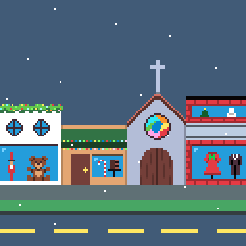 A #smalltown getting ready for Christmas! <a href="/Pixel_Dailies/">Pixel Dailies</a> #pixel_dailies #pixelart
