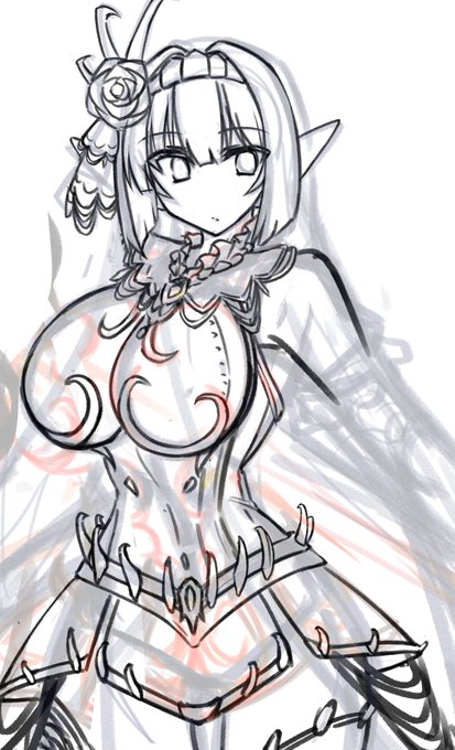 普段裸しか描かないから気まぐれで鎧とか描くとメンタルおかしくなる 