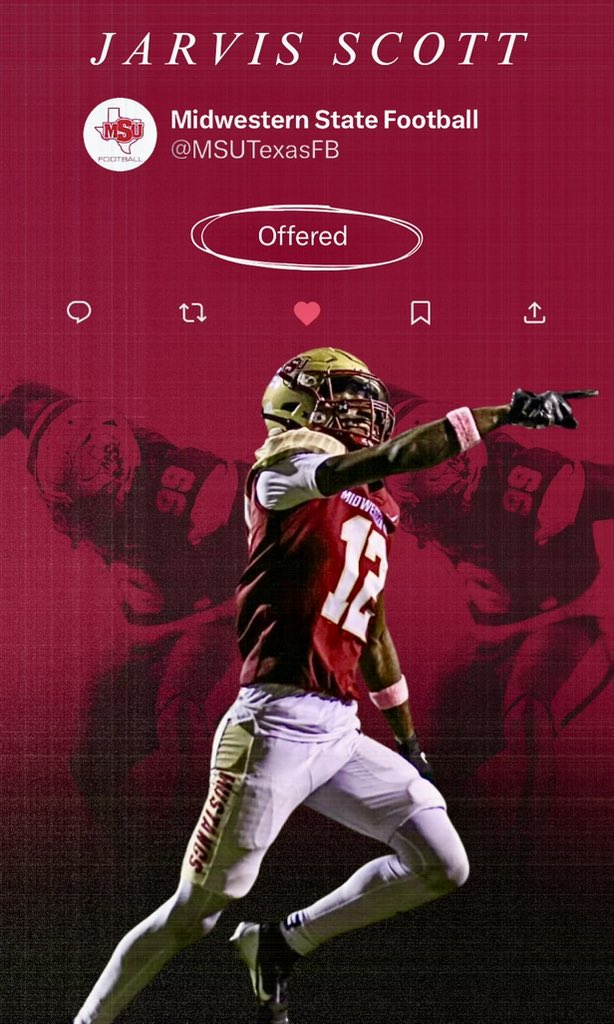 JarvisS2025's tweet photo. After a great conversation with @coachfrazierMSU I’m blessed to receive another offer from MSU🔴⚪️
@Parklane_Sports https://t.co/6KvbcRAj1q