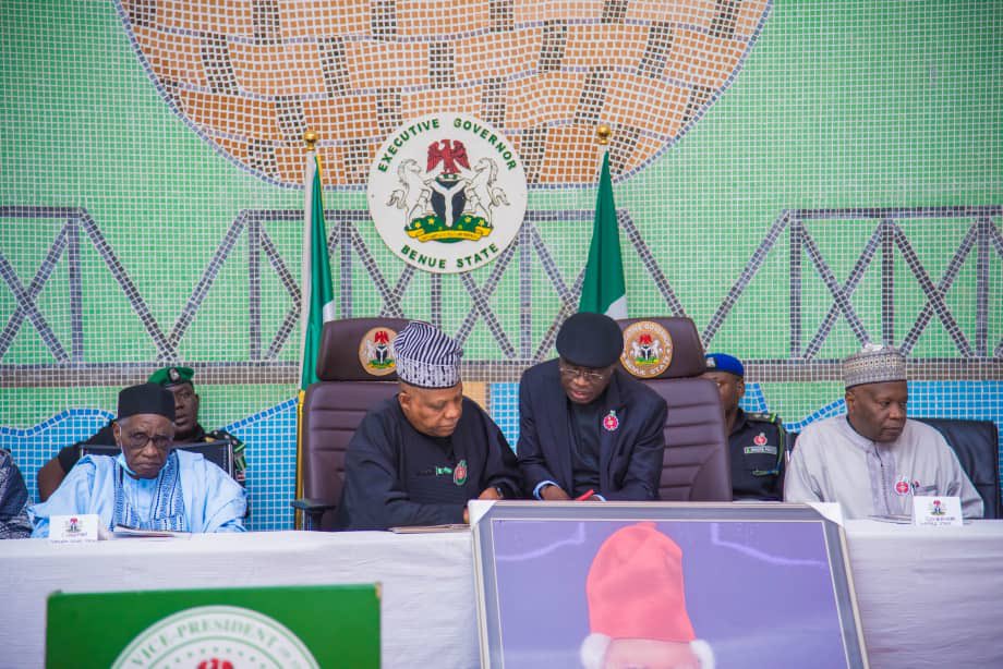 HyacinthAlia's tweet photo. Today, we welcomed His Excellency, Vice President Kashim Shettima, GCON, to Benue State, alongside distinguished personalities, including the Chairman of the Northern Governors' Forum &amp; Governor of Gombe, Alh. Muhammed Inuwa Yahaya; former Senate President, Dr. Bukola Saraki; https://t.co/Rj33UP5ULw