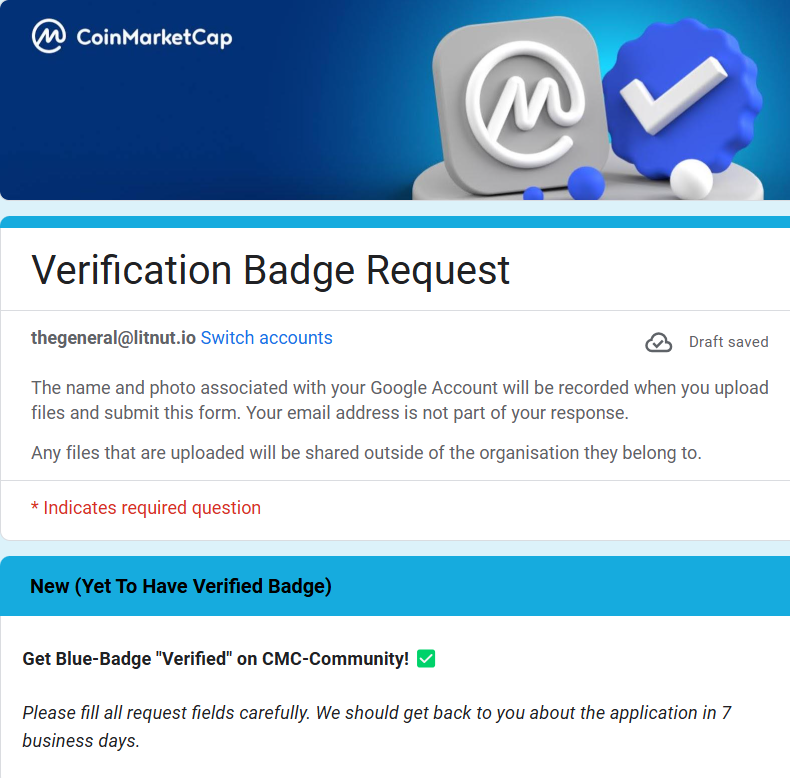 What's up everyone. The General here providing a quick update on where we are currently headed. I plan to do a CMC Fast track immediately on launch day and I'm currently in the process to fulfill all of CMC's requirements to get ourselves the verified status.
I've officially