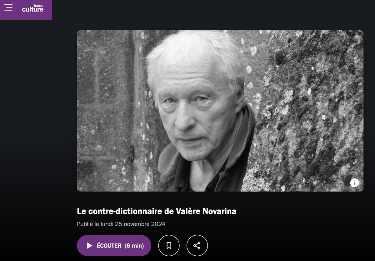 Virgile Novarina (@virgilenovarina) on Twitter photo "Le contre-dictionnaire de Valère #Novarina", hier sur <a href="/franceculture/">France Culture</a> :
radiofrance.fr/franceculture/… "Le contre-dictionnaire de Valère #Novarina", hier sur <a href="/franceculture/">France Culture</a> :
radiofrance.fr/franceculture/…