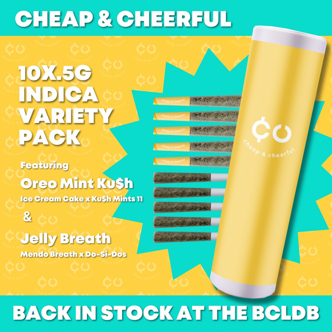 Cheap &amp; Cheerful 10 Packs are Back in the BCLDB 🙌 Featuring a mash up of 2 great strains in one amazing package: 
5x Jelly Breath and 5x OMK. Enjoy!