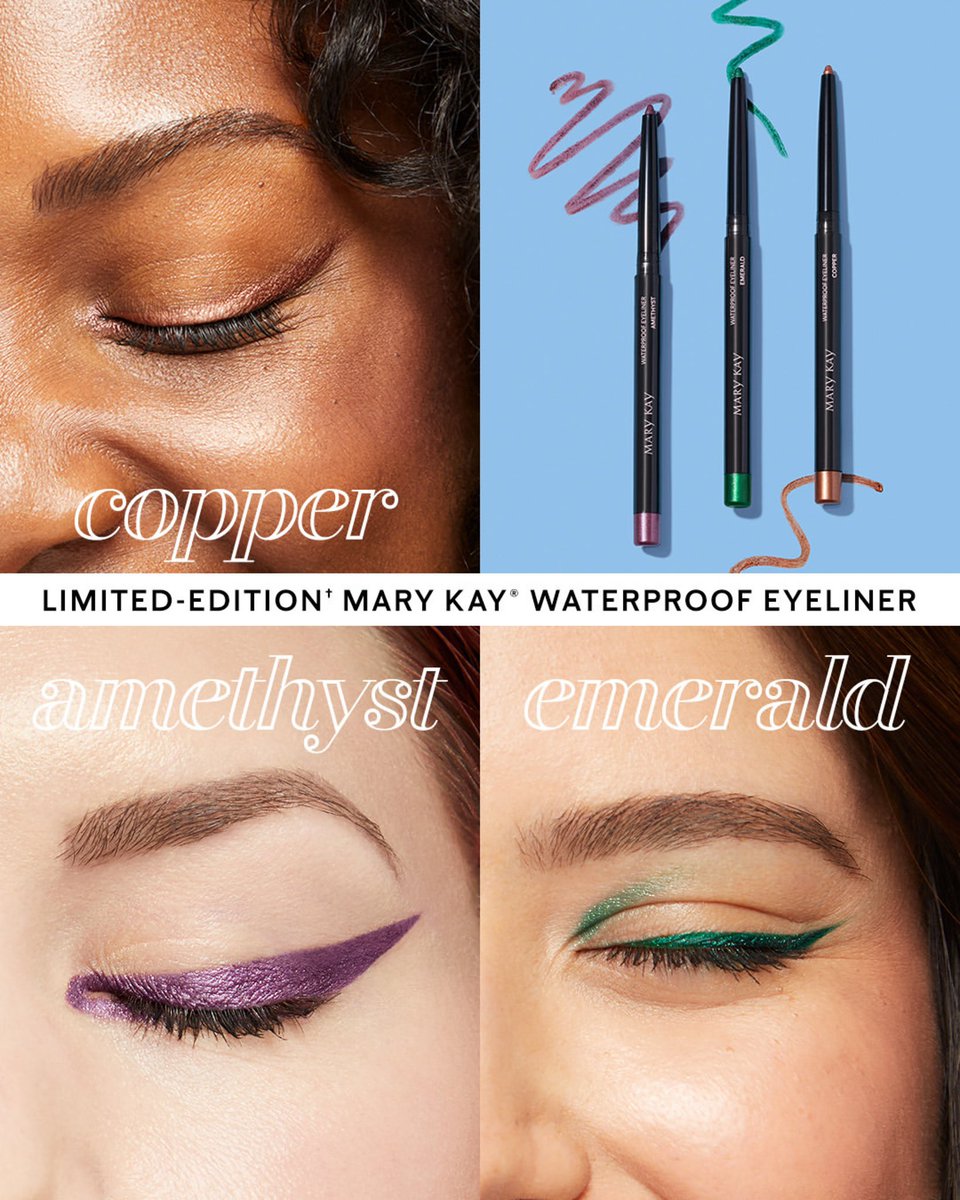 HoveyHeatwave's tweet image. NEW! Fun, #festive shades just in time for the holidays! 🎄✨ #marykay #waterproofmakeup