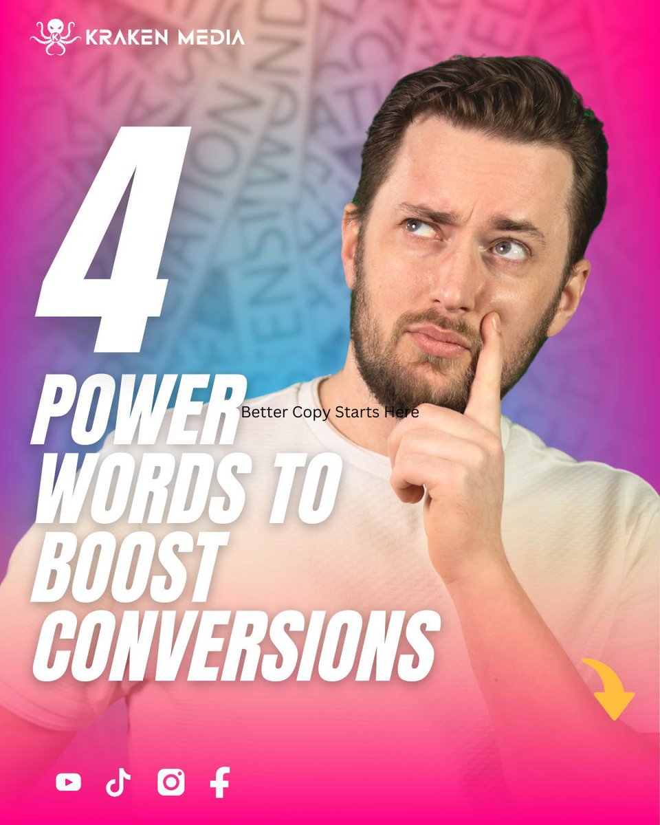 KrakenMediaPro's tweet photo. These power words can drive engagement and increase conversions:

- Instantly: Implies quick results, perfect for impatient audiences.

- Exclusive: Creates a sense of belonging and scarcity.

- Unlock: Feels like access to something valuable.

- Boost: Signals quick improvement, especially in productivity or results.

Experiment with these in your headlines or CTAs to see the impact!