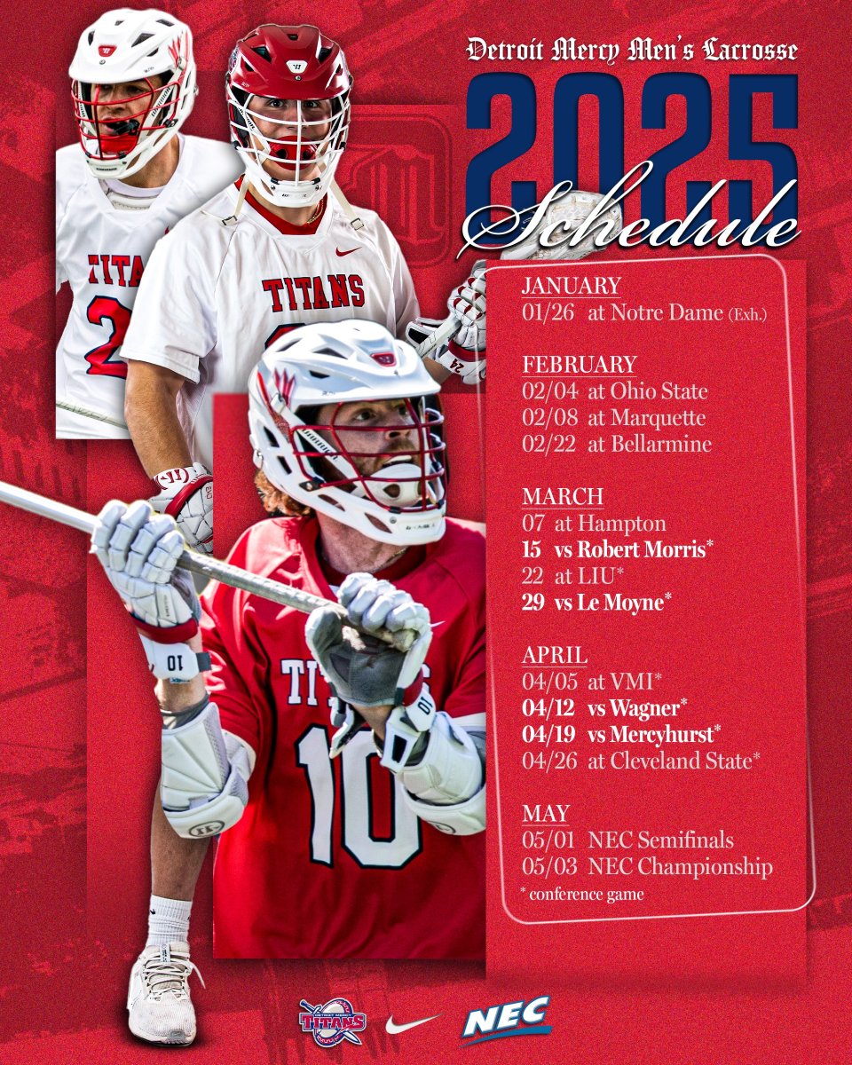 Men's Lacrosse Reveals 2025 Schedule #DetroitsCollegeTeam ⚔️🥍

🔗 tinyurl.com/yx8eptfe