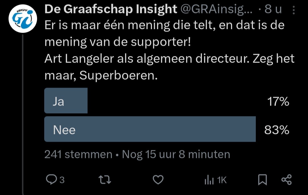 Geen woorden nodig. De screenshot spreekt voor zich.