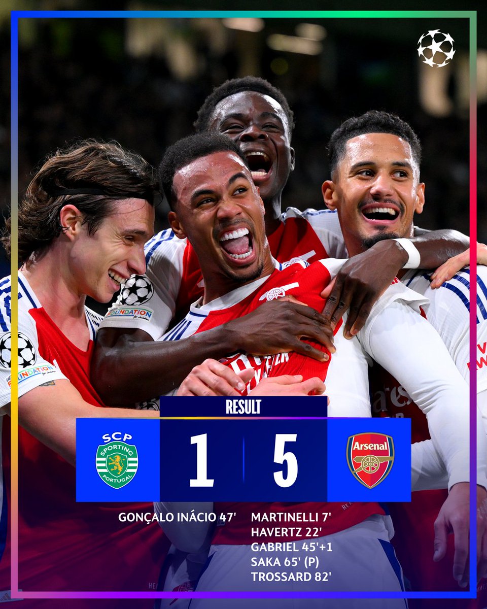 ChampionsLeague's tweet photo. Arsenal put on a show 🔥

#UCL https://t.co/QDOwuJkX1X