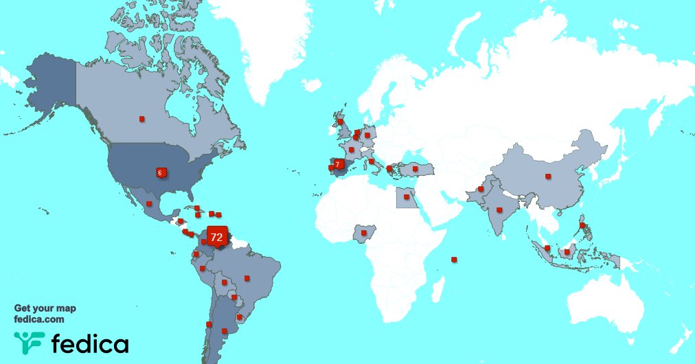 Muchas gracias a mis 3 nuevos seguidores desde Colombia, y más durante la última semana. fedica.com/!comunidadrecla