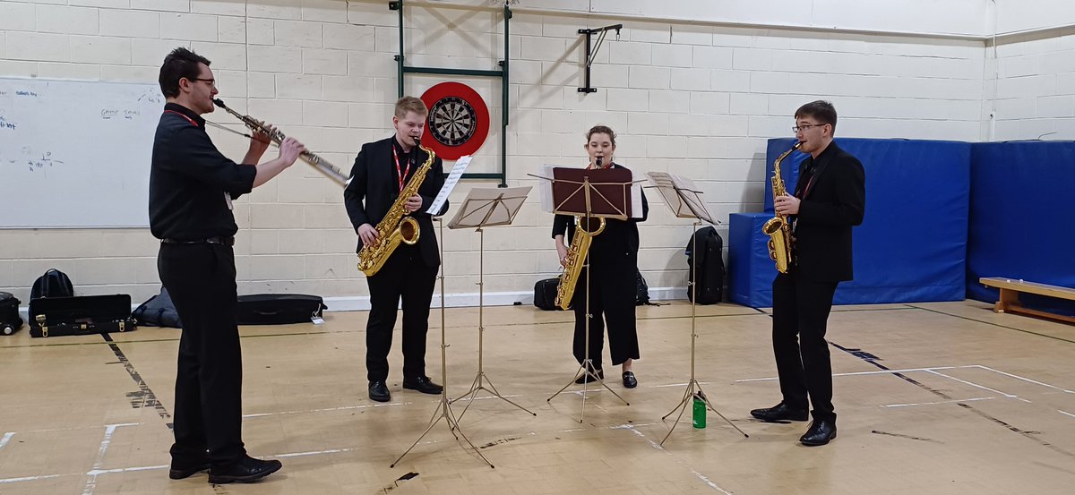 Thank you the amazing Yugen Sax Quartet for a thrilling day with pupils from Michaelchurch Primary, Peterchurch Primary &amp; Fairfield High Schools. Great music, vibes &amp; some great shapes from 2 enthusiastic Year 7 pupils 🕺🕺Congrats Ewan Wright for that super solo!  Breathe  🎶🎶