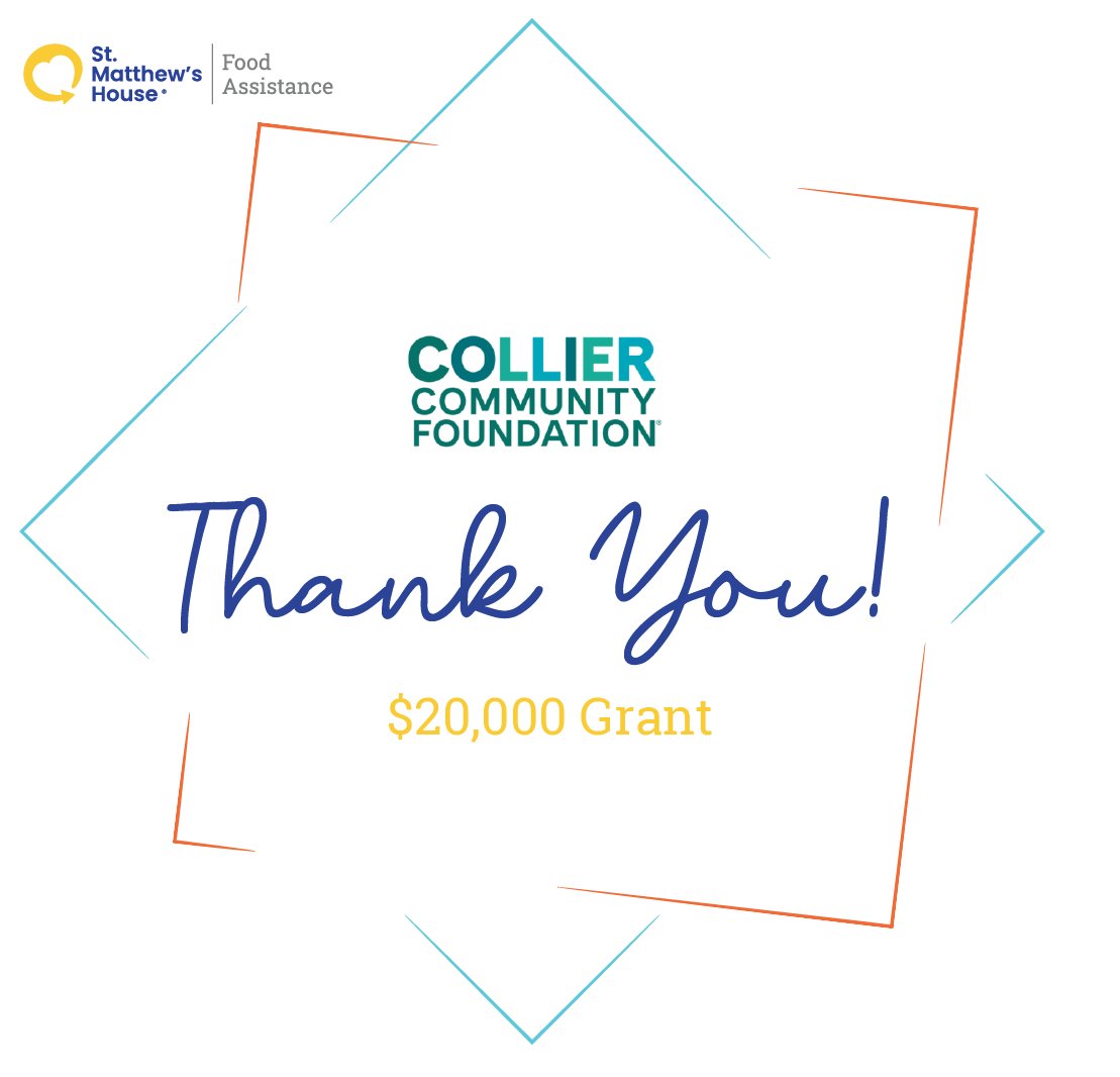 StMatthewsHouse's tweet photo. A big thank you to the @CollierCFFL for their generous $20,000 grant supporting our Food Assistance Program! With this, we’ll be able to provide meals and essential resources to families in need across our community. 💛

#CollierCommunityFoundation #StMatthewsHouse #SWFL https://t.co/nW3vfvsBCz