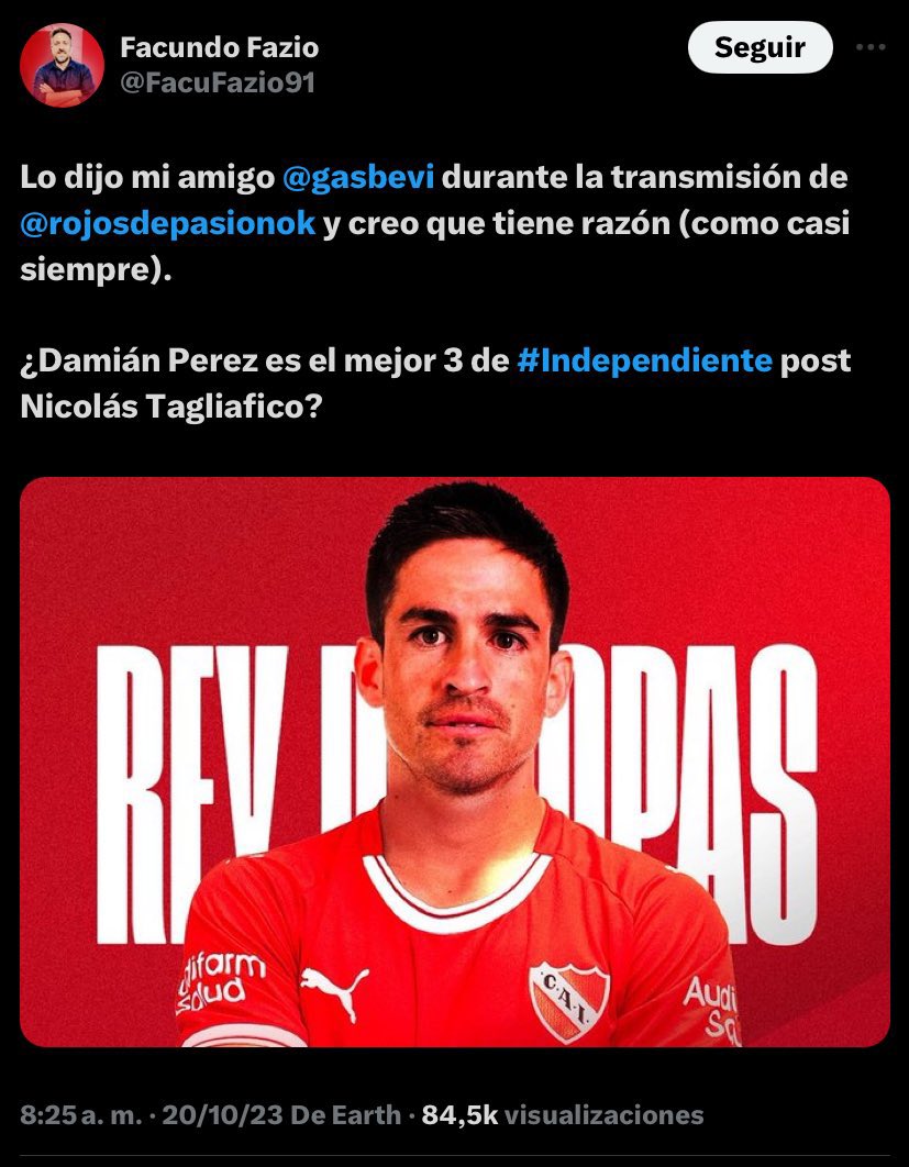 ¿Damian Pérez es el mejor 3 de #Independiente post Nicolás Tagliafico?