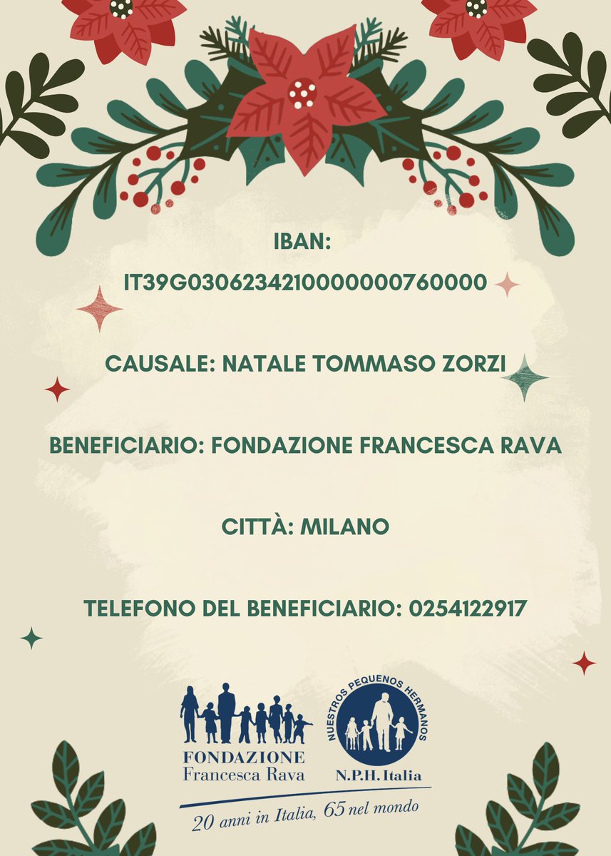 tz_present's tweet photo. 🎄Felici di annunciare che anche quest'anno siamo tornat* per Natale con la nostra speciale raccolta fondi, regalo simbolico per #TommasoZorzi ❤️ 
Ci affidiamo ancora una volta a Fondazione Francesca Rava🙏🏻

Insieme possiamo fare la differenza! 

Qui sotto tutte le info 👇#tzvip https://t.co/hPbrWl5L79