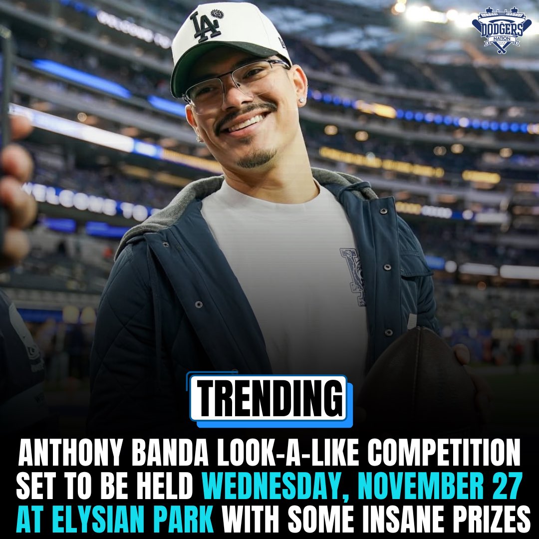 DodgersNation's tweet photo. If you look like Anthony Banda and want to win some cash or some Modelos, you’re in luck! 

A new Look-A-Like contest is scheduled tomorrow at 4 pm at Elysian Park in honor of one of the most popular Dodgers in the game right now 🔥 https://t.co/ZvLIoNXX9F